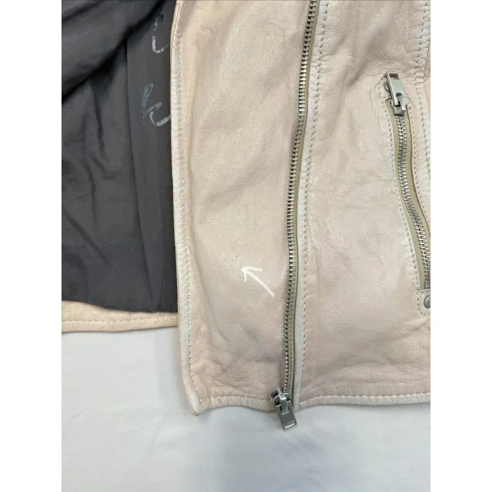 Mauritius Women's Sofia Lamb Leather Pale Pink Full Zip Jacket Women’s Size 8